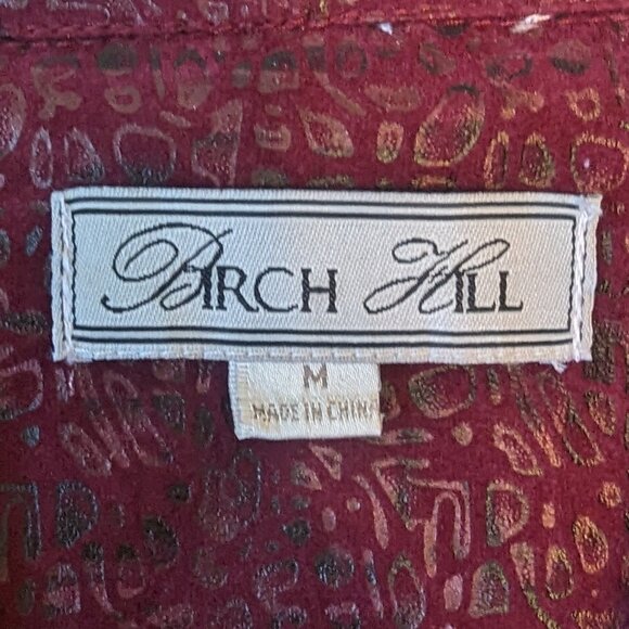 Birch Hill velvet burn out snakeskin effect maroon bomber jacket Medium EUC - Picture 9 of 11